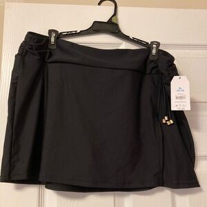 Women’s Black Swim Skort with Gold Accents Size 16/18